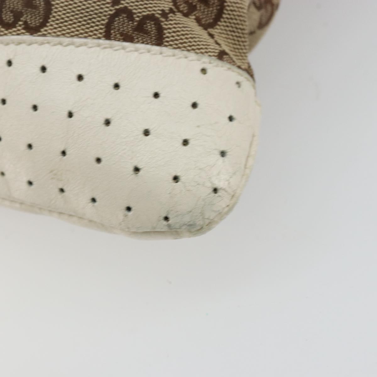 GUCCI GG Canvas Shoulder Bag Beige Silver 145857 Auth BA12521