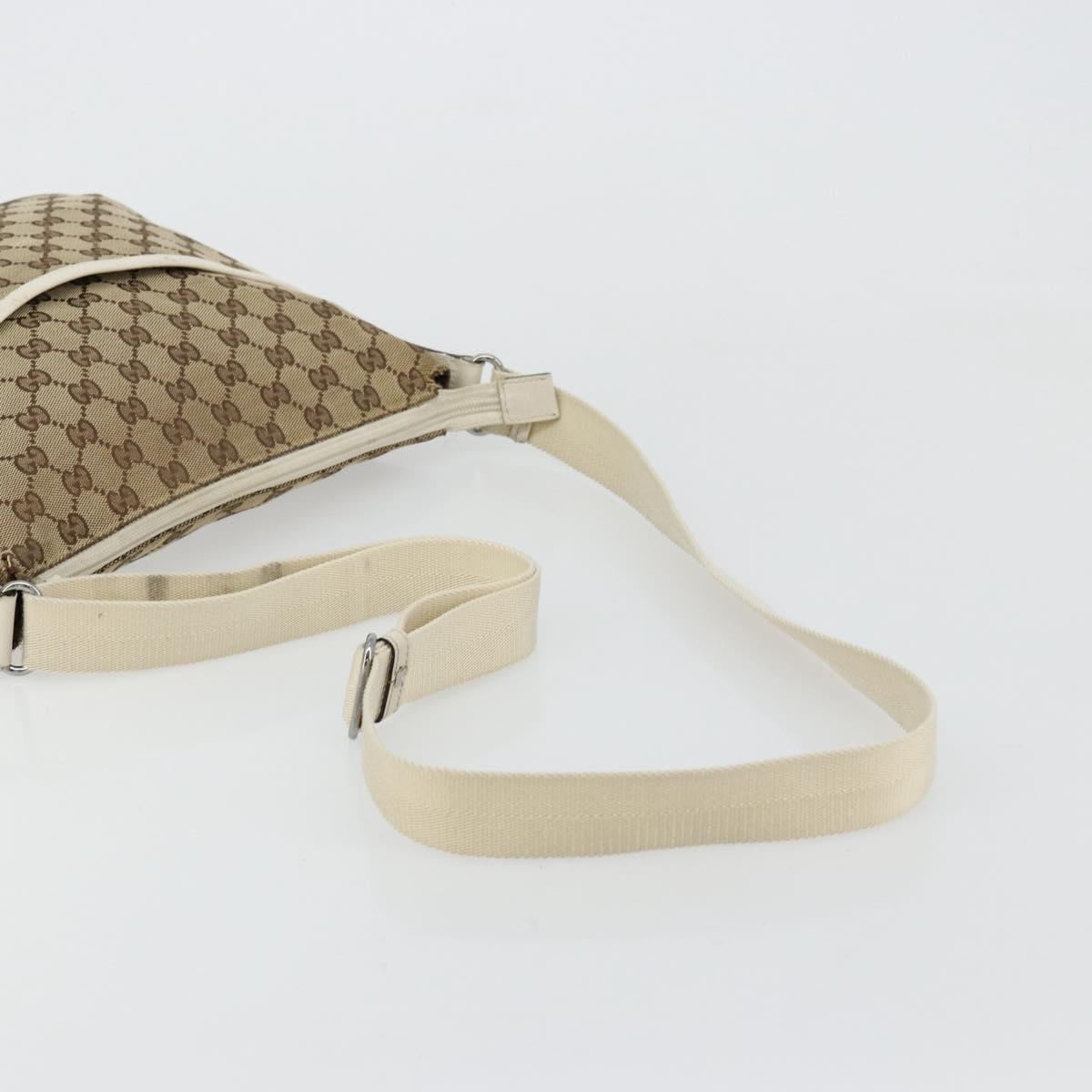 GUCCI GG Canvas Shoulder Bag Beige Silver 145857 Auth BA12521