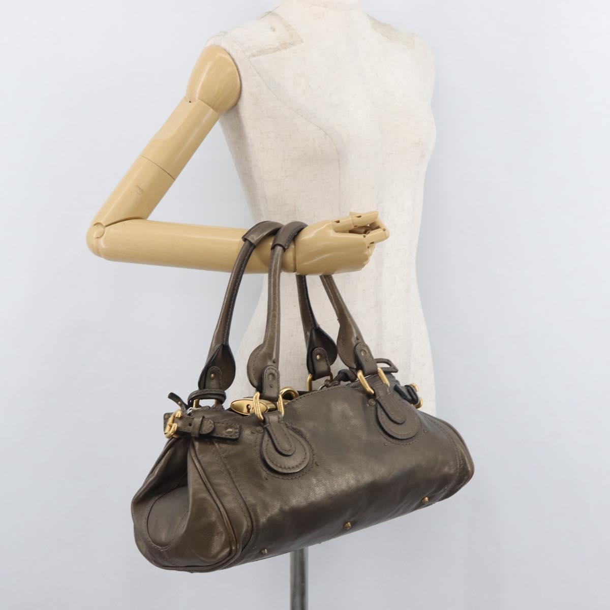 Chloe Paddington Hand Bag Leather Gold Silver Auth BA12531A
