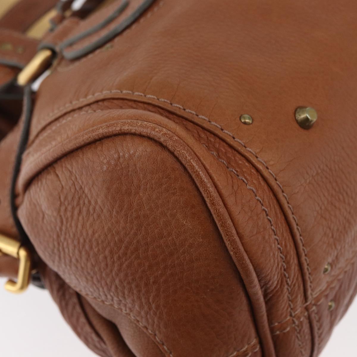 Chloe Paddington Hand Bag Leather Brown Silver gold Auth BA12532A