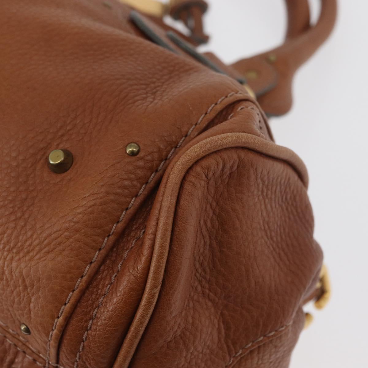 Chloe Paddington Hand Bag Leather Brown Silver gold Auth BA12532A