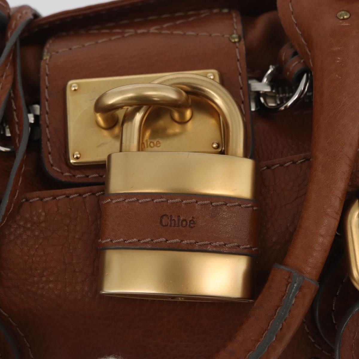 Chloe Paddington Hand Bag Leather Brown Silver gold Auth BA12532A
