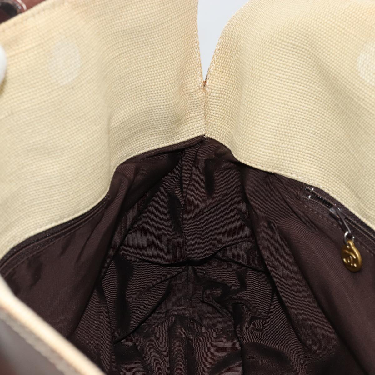 CHANEL Tote Bag Canvas Beige Gold CC Auth BA12533