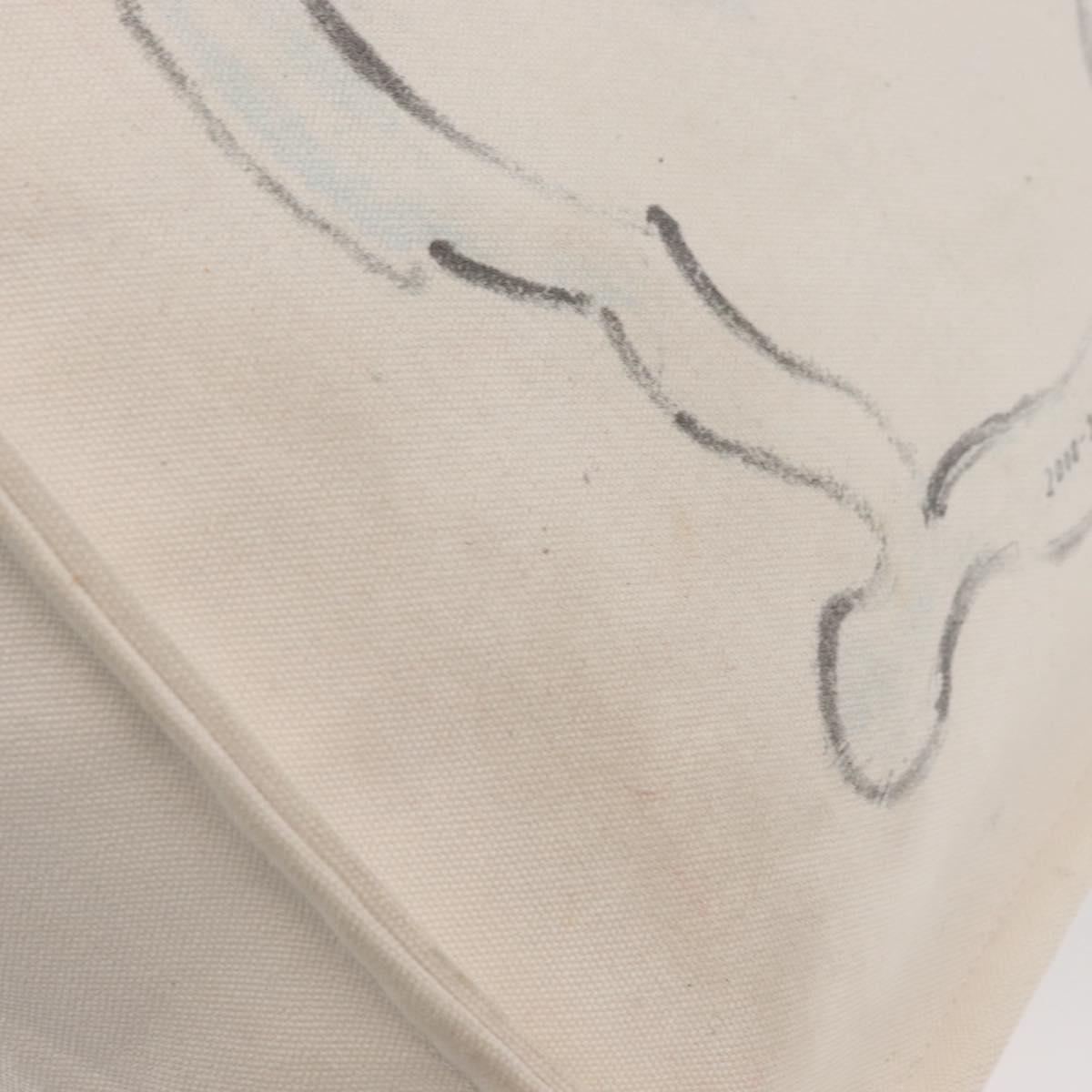 CHANEL Tote Bag Canvas White Silver CC Auth BA12534A