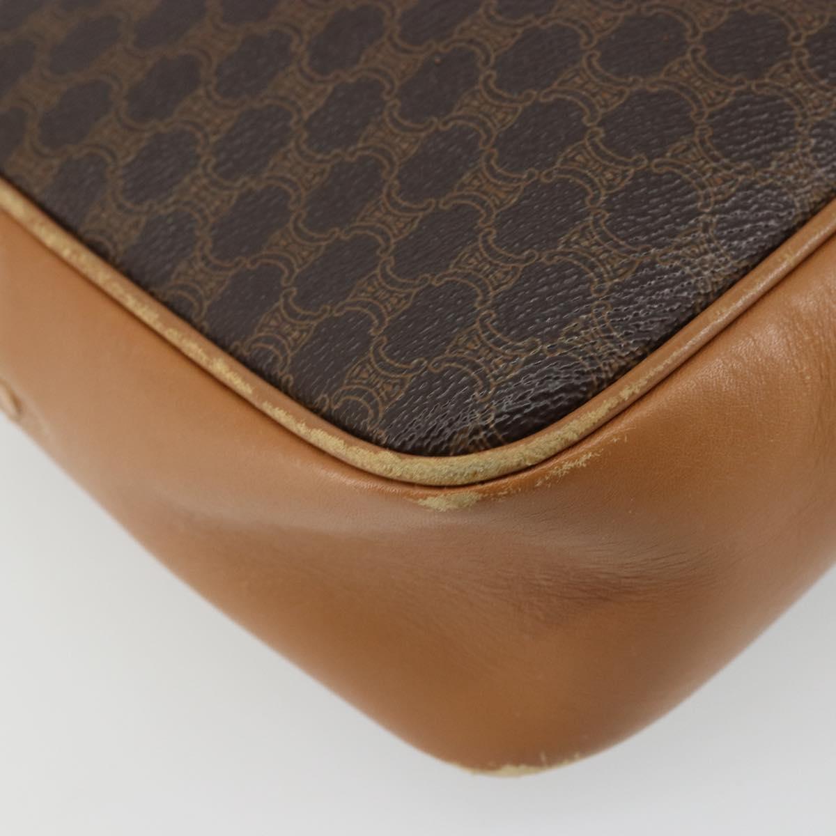 CELINE Macadam Canvas Shoulder Bag PVC Leather Brown Gold Auth BA12535