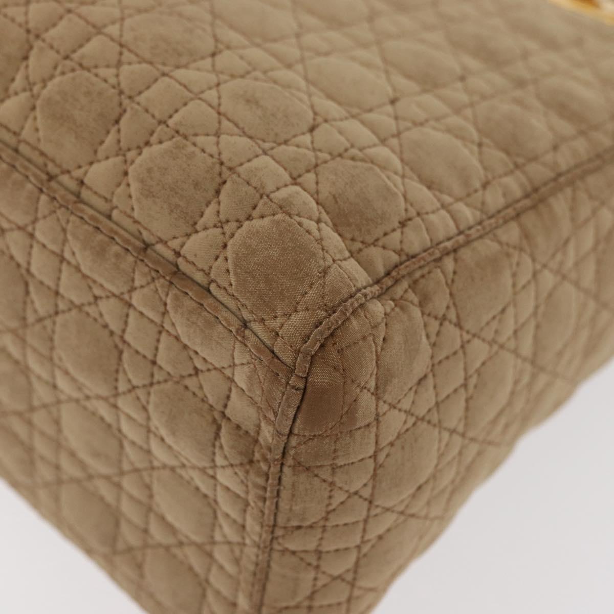 Christian Dior Lady Dior Canage Hand Bag Nylon Beige Gold Auth BA12538
