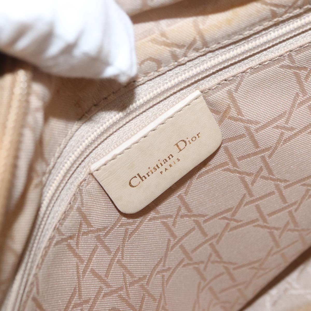 Christian Dior Lady Dior Canage Hand Bag Nylon Beige Gold Auth BA12538