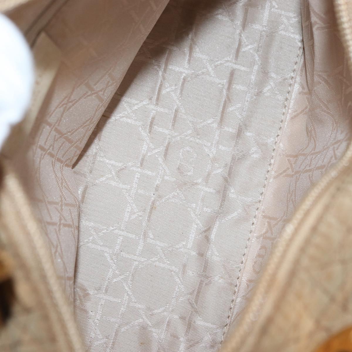 Christian Dior Lady Dior Canage Hand Bag Nylon Beige Gold Auth BA12538