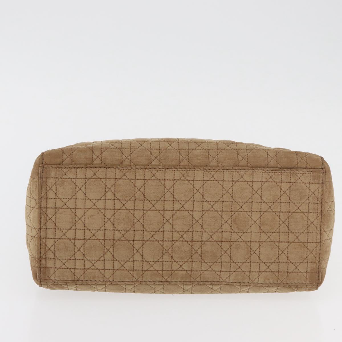 Christian Dior Lady Dior Canage Hand Bag Nylon Beige Gold Auth BA12538