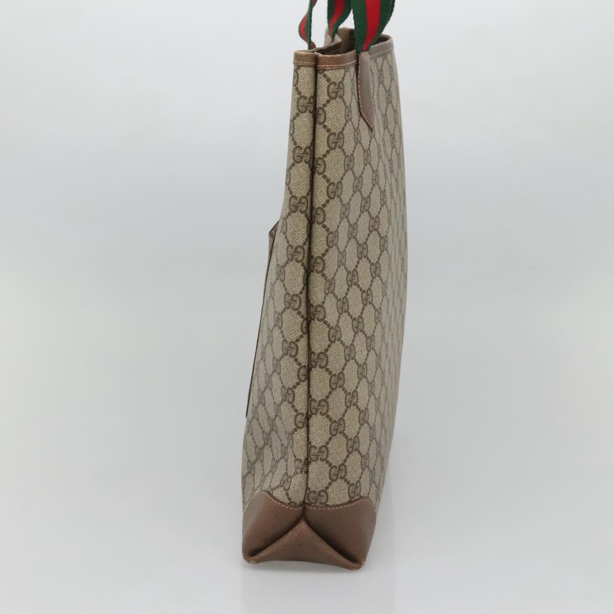 GUCCI GG Supreme Web Sherry Line Tote Bag PVC Beige 002 904 0222 Auth BA1254