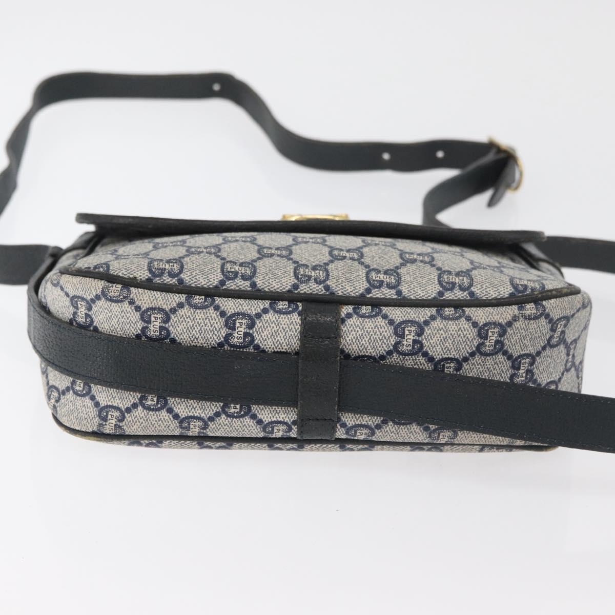 GUCCI GG Plus Supreme Shoulder Bag PVC Navy Gold Auth BA12541