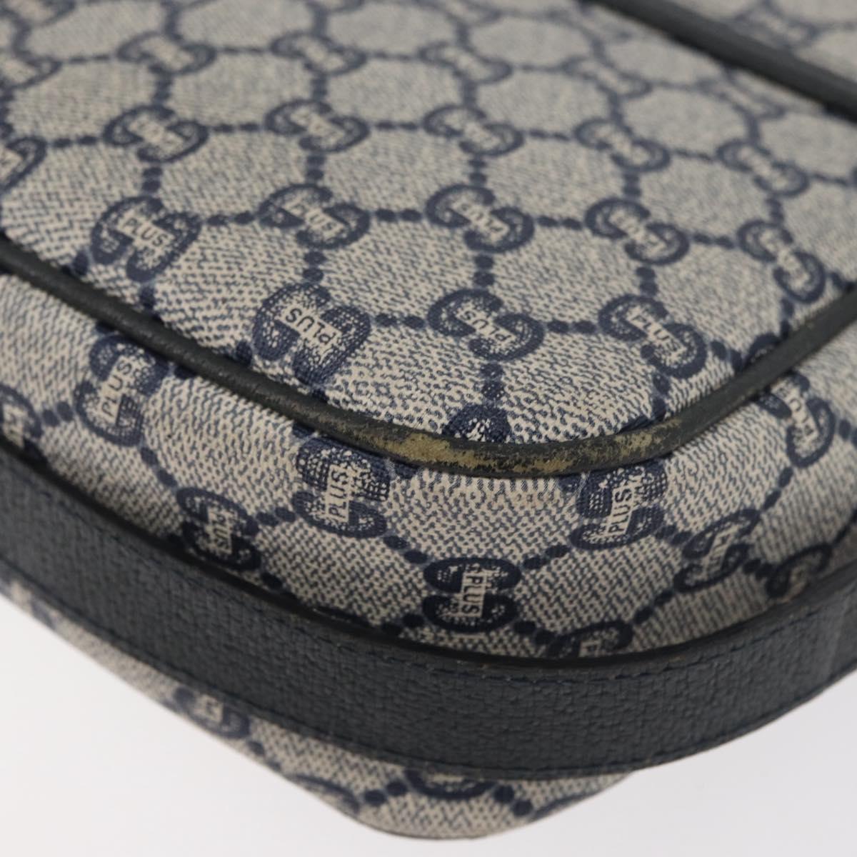 GUCCI GG Plus Supreme Shoulder Bag PVC Navy Gold Auth BA12541