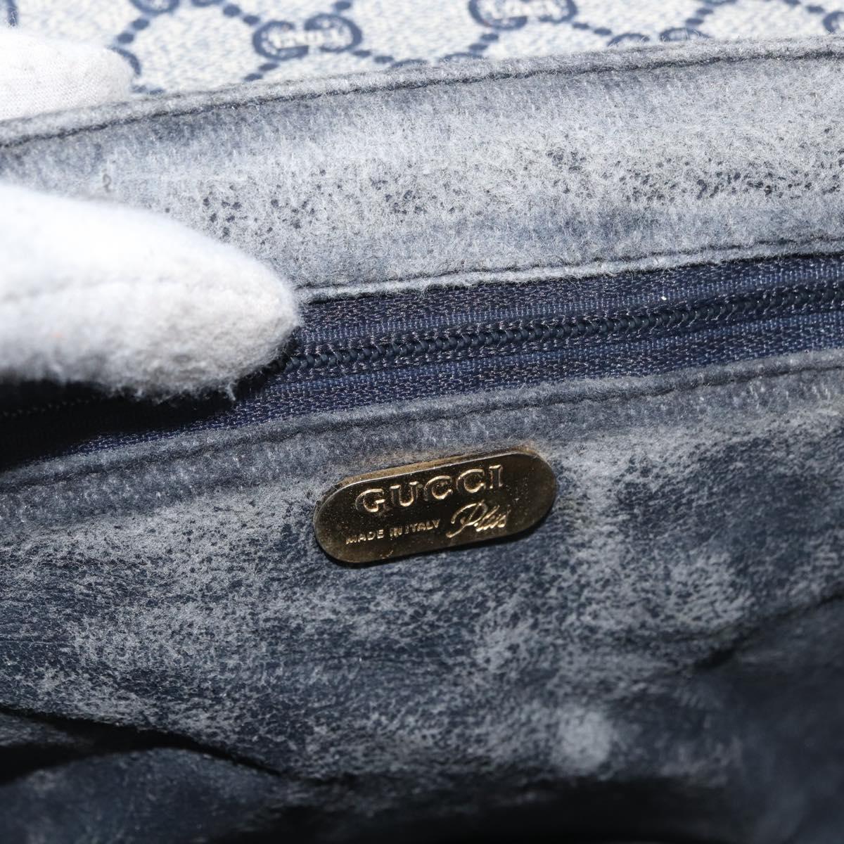 GUCCI GG Plus Supreme Shoulder Bag PVC Navy Gold Auth BA12541