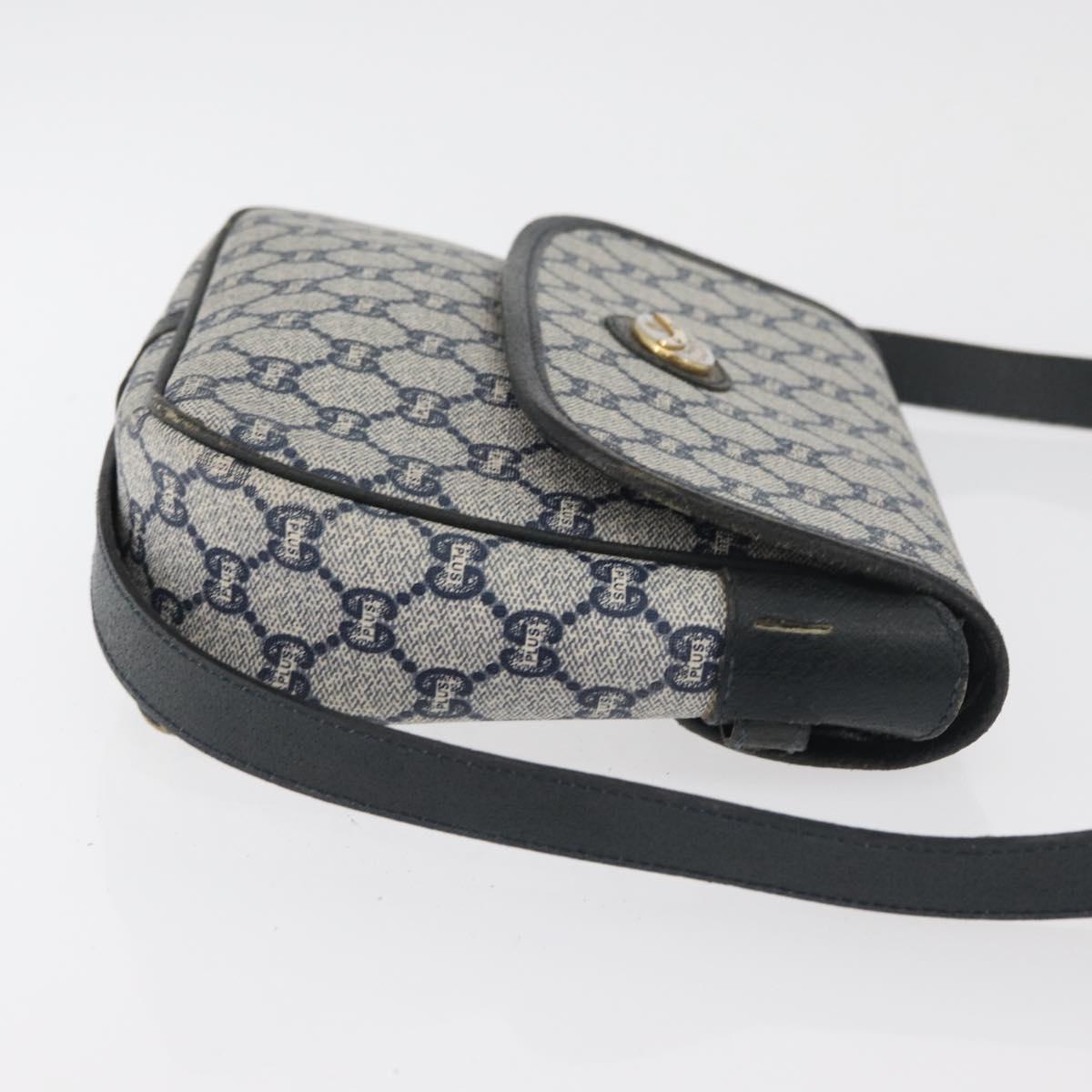 GUCCI GG Plus Supreme Shoulder Bag PVC Navy Gold Auth BA12541