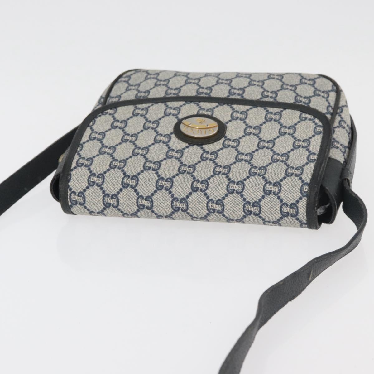 GUCCI GG Plus Supreme Shoulder Bag PVC Navy Gold Auth BA12541