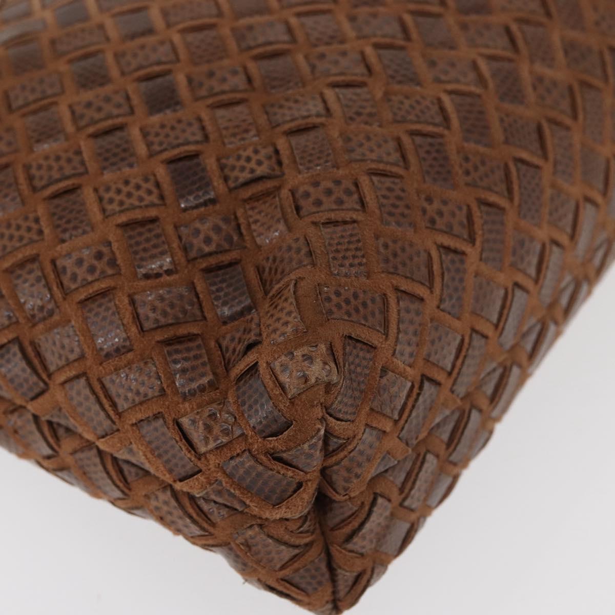 BALLY Hand Bag Leather Brown Gold Auth BA12542