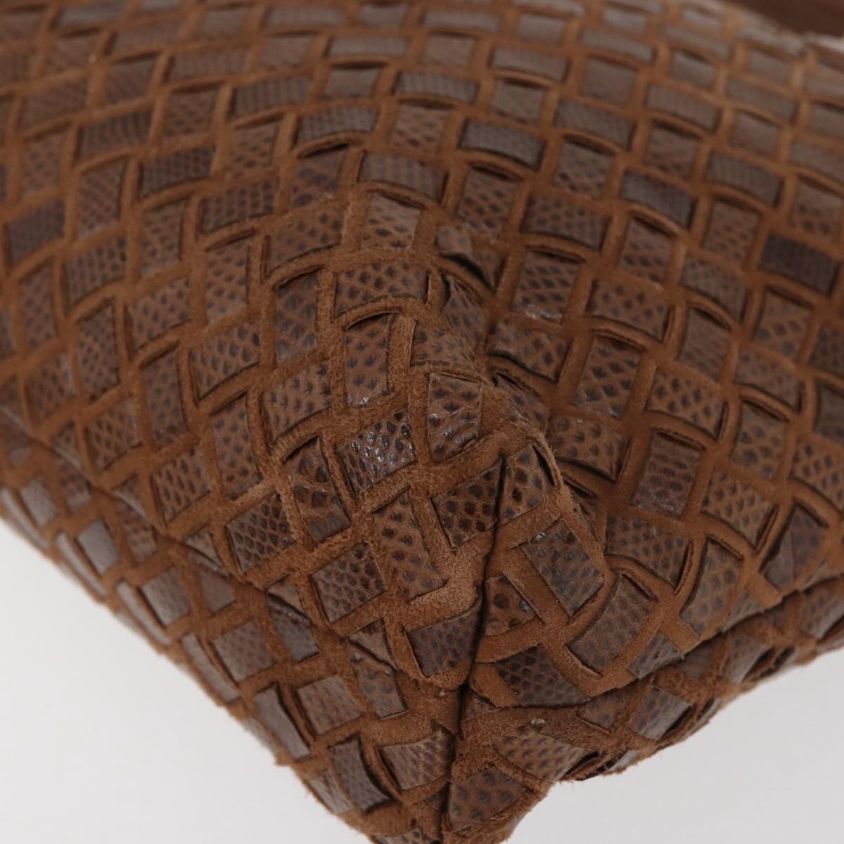 BALLY Hand Bag Leather Brown Gold Auth BA12542