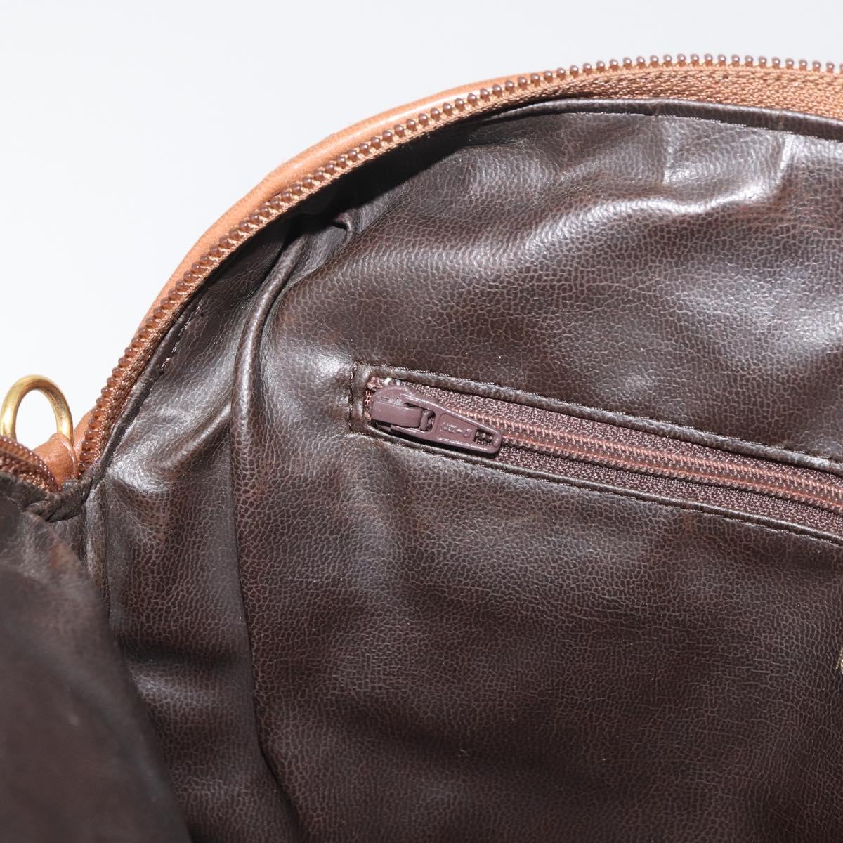 BALLY Hand Bag Leather Brown Gold Auth BA12542