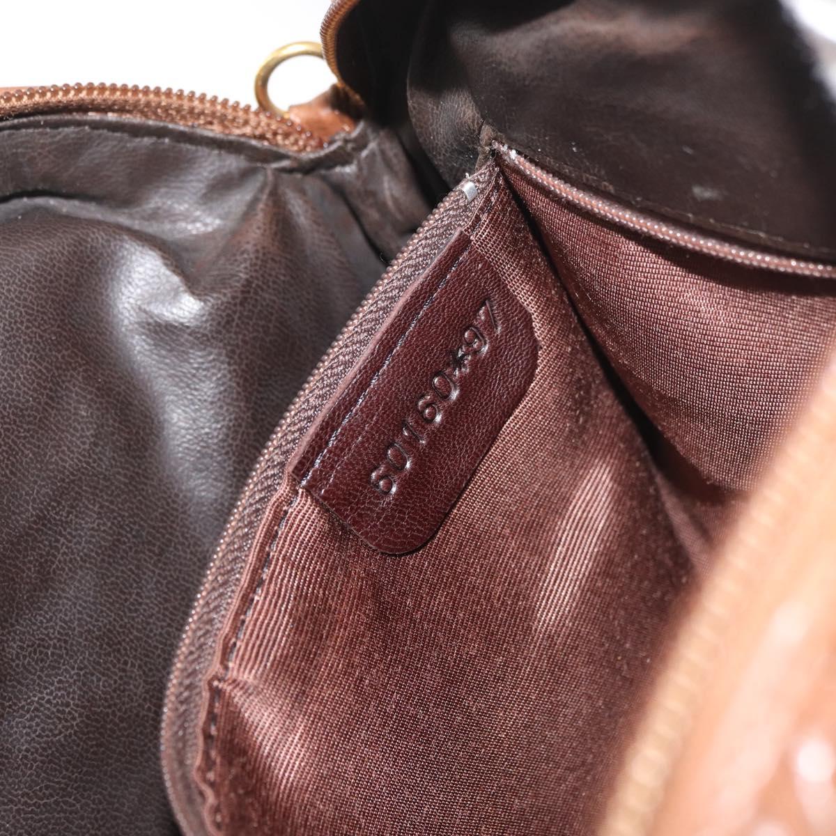 BALLY Hand Bag Leather Brown Gold Auth BA12542