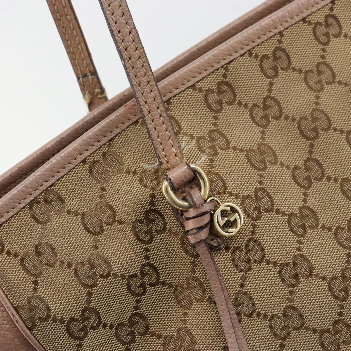 GUCCI GG Canvas Tote Bag Beige Gold 323671 Auth BA12545
