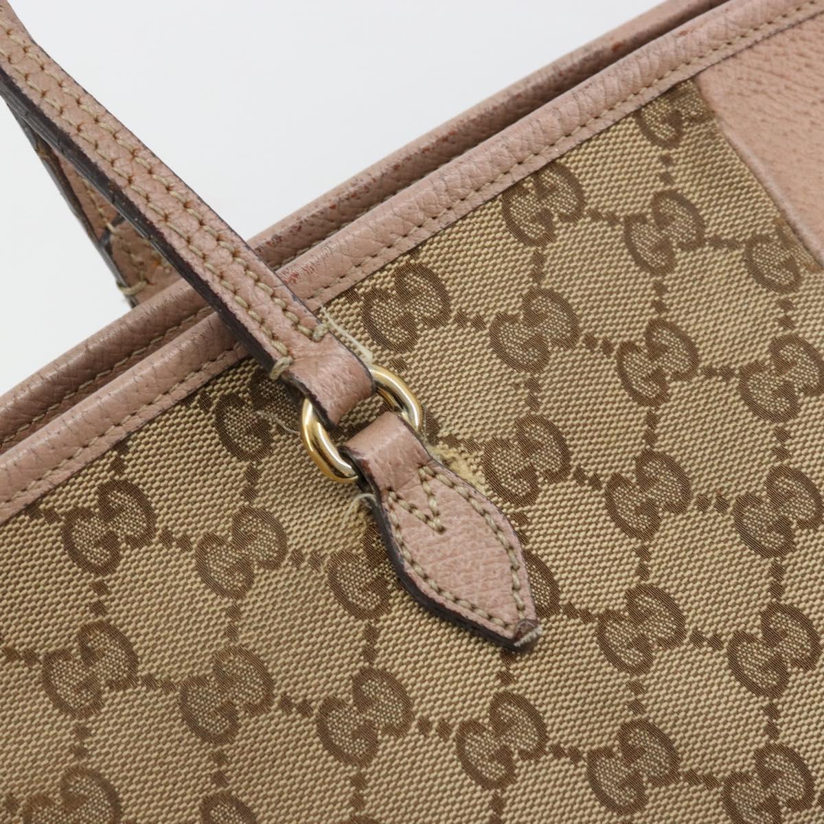 GUCCI GG Canvas Tote Bag Beige Gold 323671 Auth BA12545