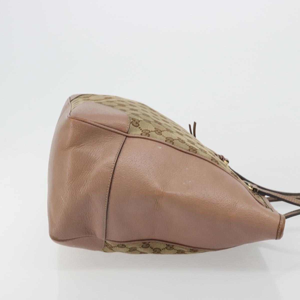 GUCCI GG Canvas Tote Bag Beige Gold 323671 Auth BA12545
