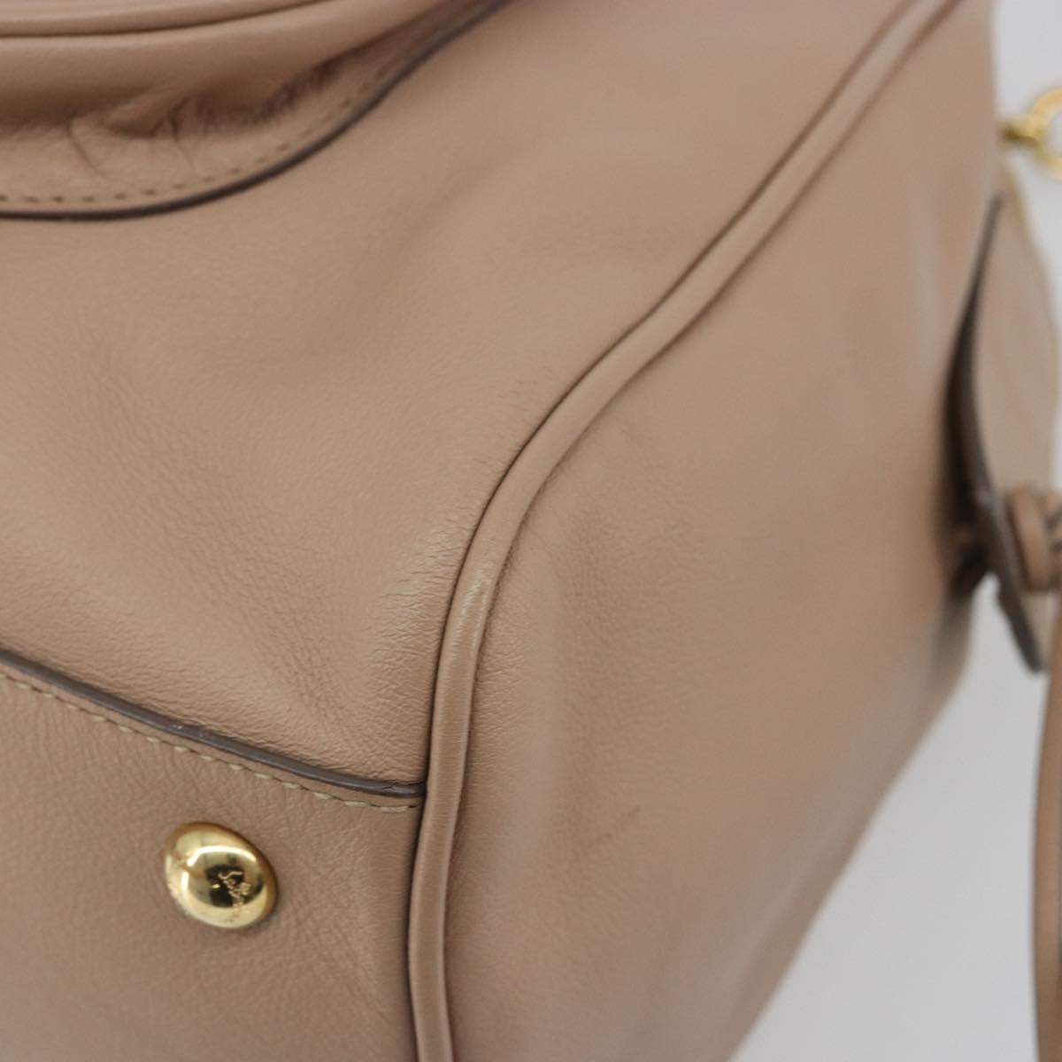 Salvatore Ferragamo Gancini Chain Tote Bag Leather Pink Gold Auth BA12546A