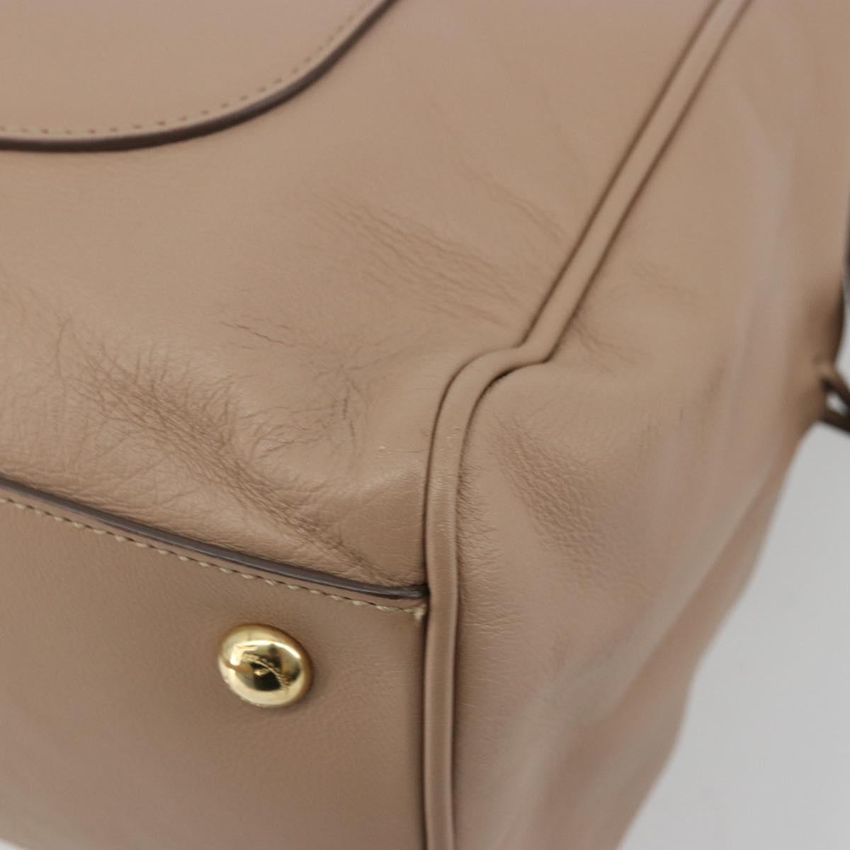 Salvatore Ferragamo Gancini Chain Tote Bag Leather Pink Gold Auth BA12546A