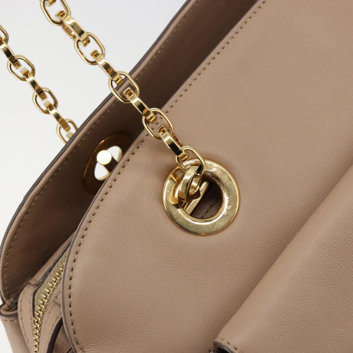 Salvatore Ferragamo Gancini Chain Tote Bag Leather Pink Gold Auth BA12546A