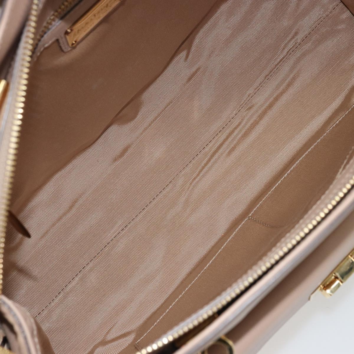 Salvatore Ferragamo Gancini Chain Tote Bag Leather Pink Gold Auth BA12546A