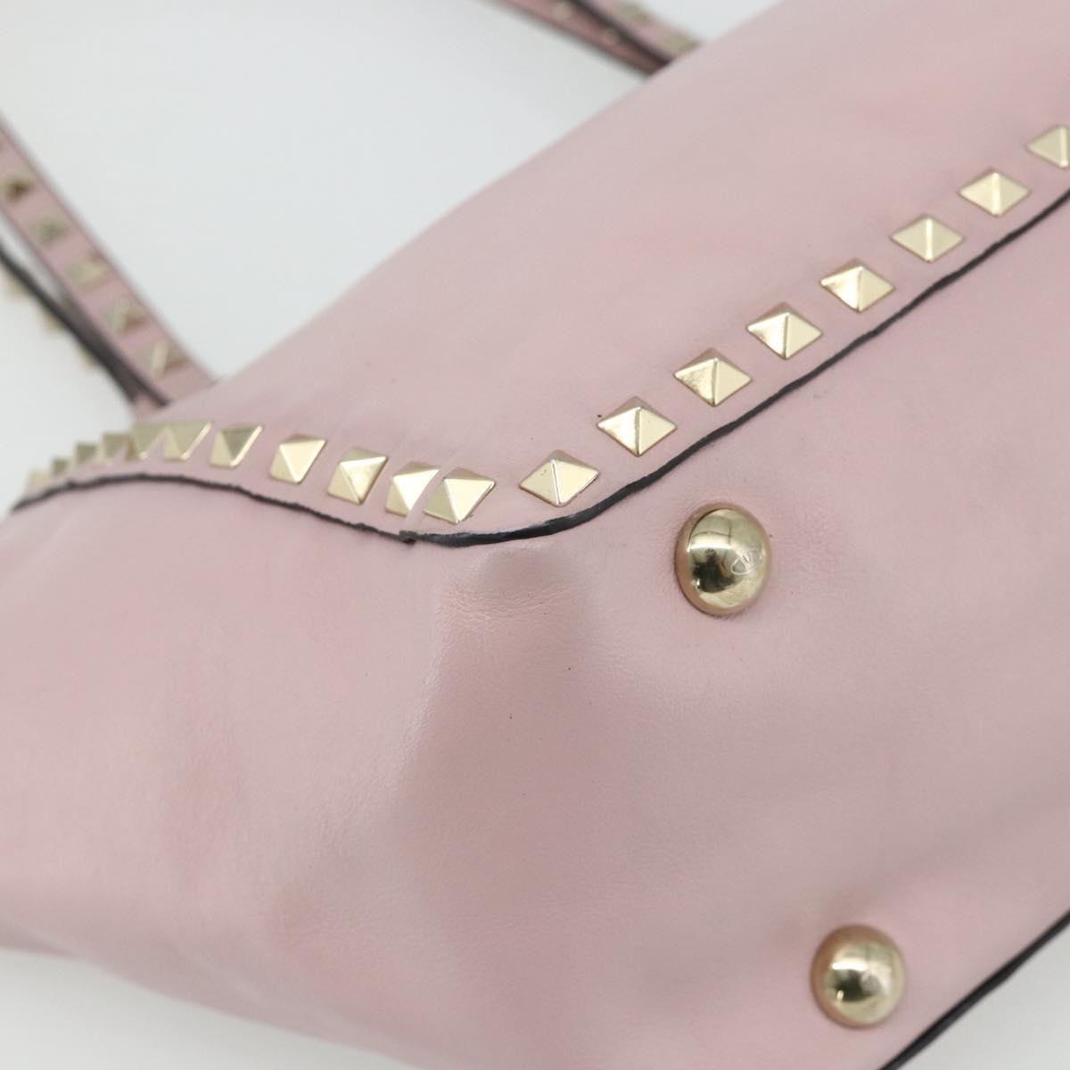 VALENTINO Tote Bag Leather 2way Pink Gold Auth BA12547A