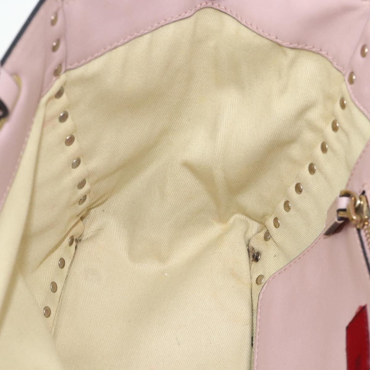 VALENTINO Tote Bag Leather 2way Pink Gold Auth BA12547A
