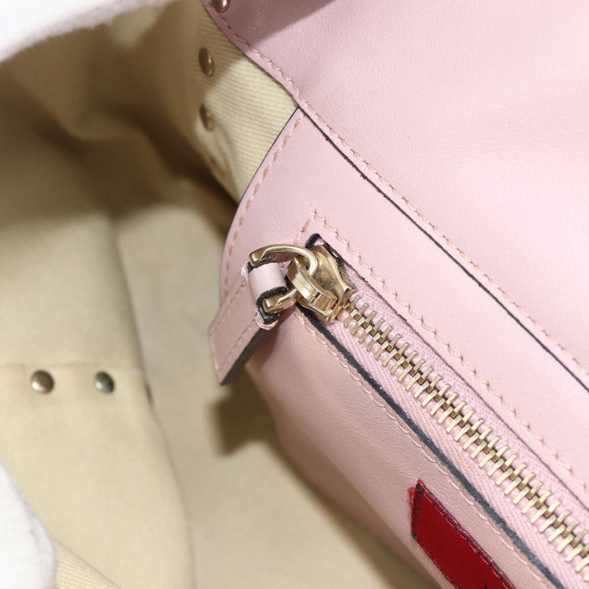 VALENTINO Tote Bag Leather 2way Pink Gold Auth BA12547A