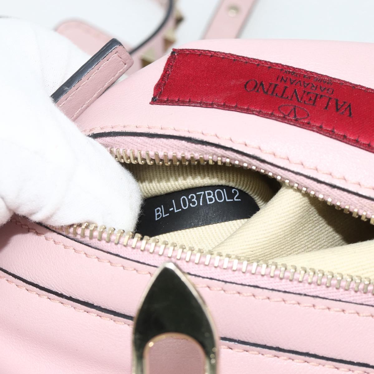 VALENTINO Tote Bag Leather 2way Pink Gold Auth BA12547A