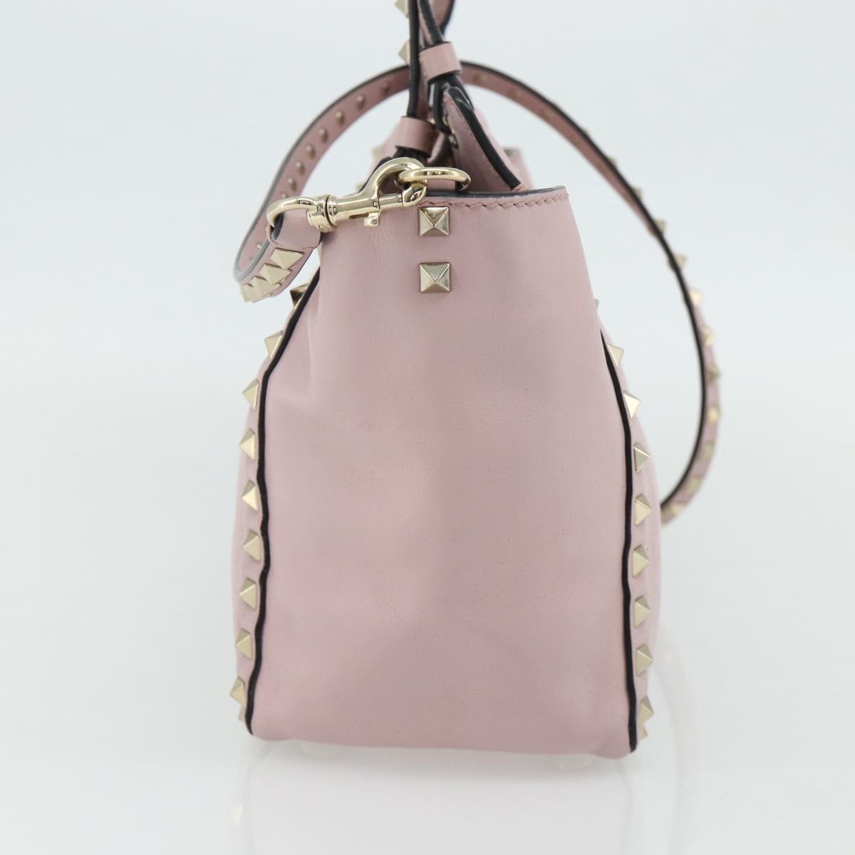 VALENTINO Tote Bag Leather 2way Pink Gold Auth BA12547A