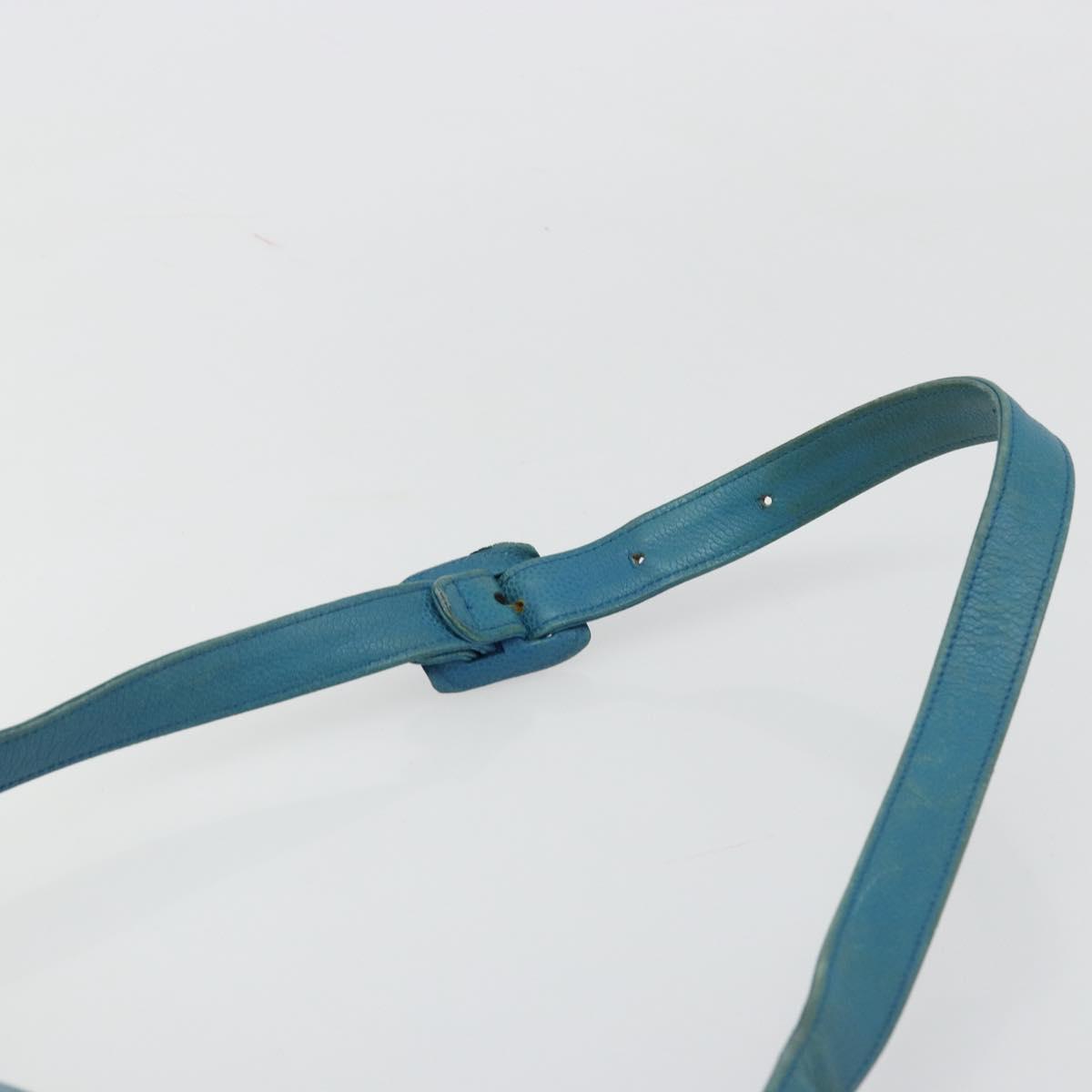 CHANEL Shoulder Bag Caviar Skin Blue Gold CC Auth BA12548A