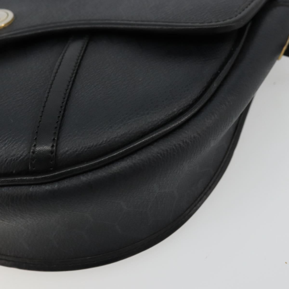 Christian Dior Honeycomb Canvas Shoulder Bag PVC Black Gold Auth BA12549
