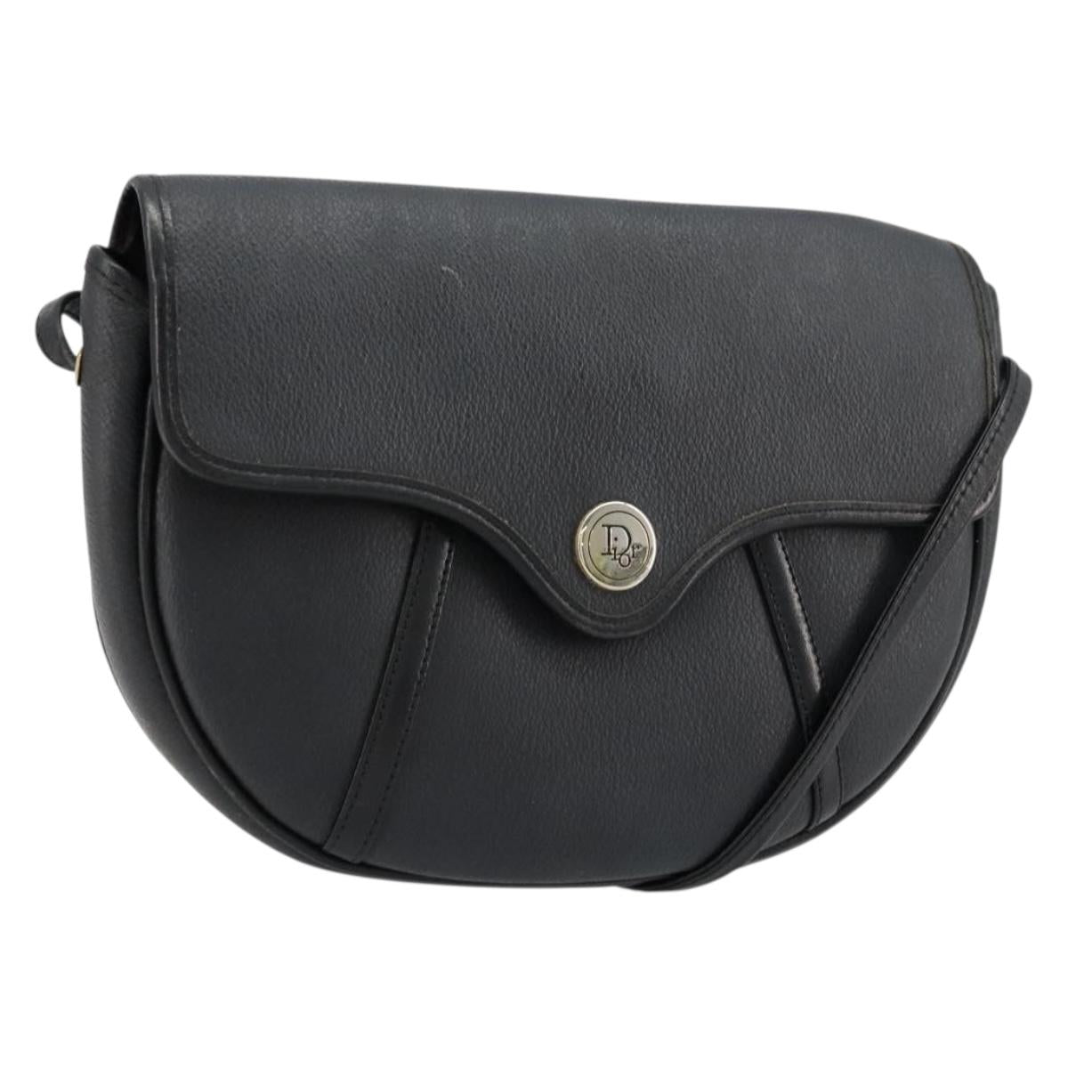 Christian Dior Honeycomb Canvas Shoulder Bag PVC Black Gold Auth BA12549