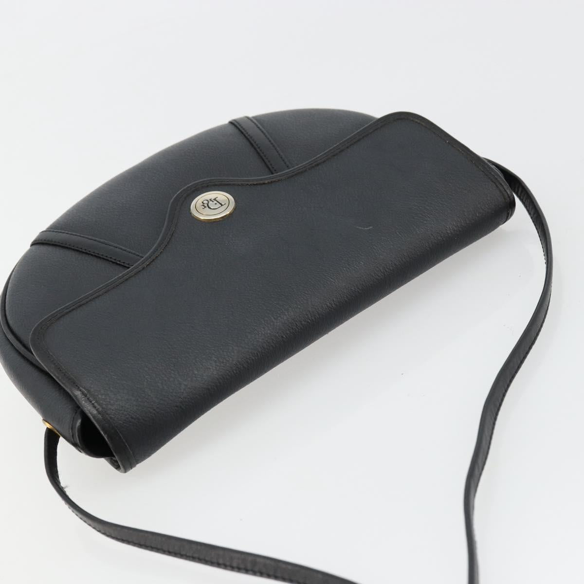 Christian Dior Honeycomb Canvas Shoulder Bag PVC Black Gold Auth BA12549