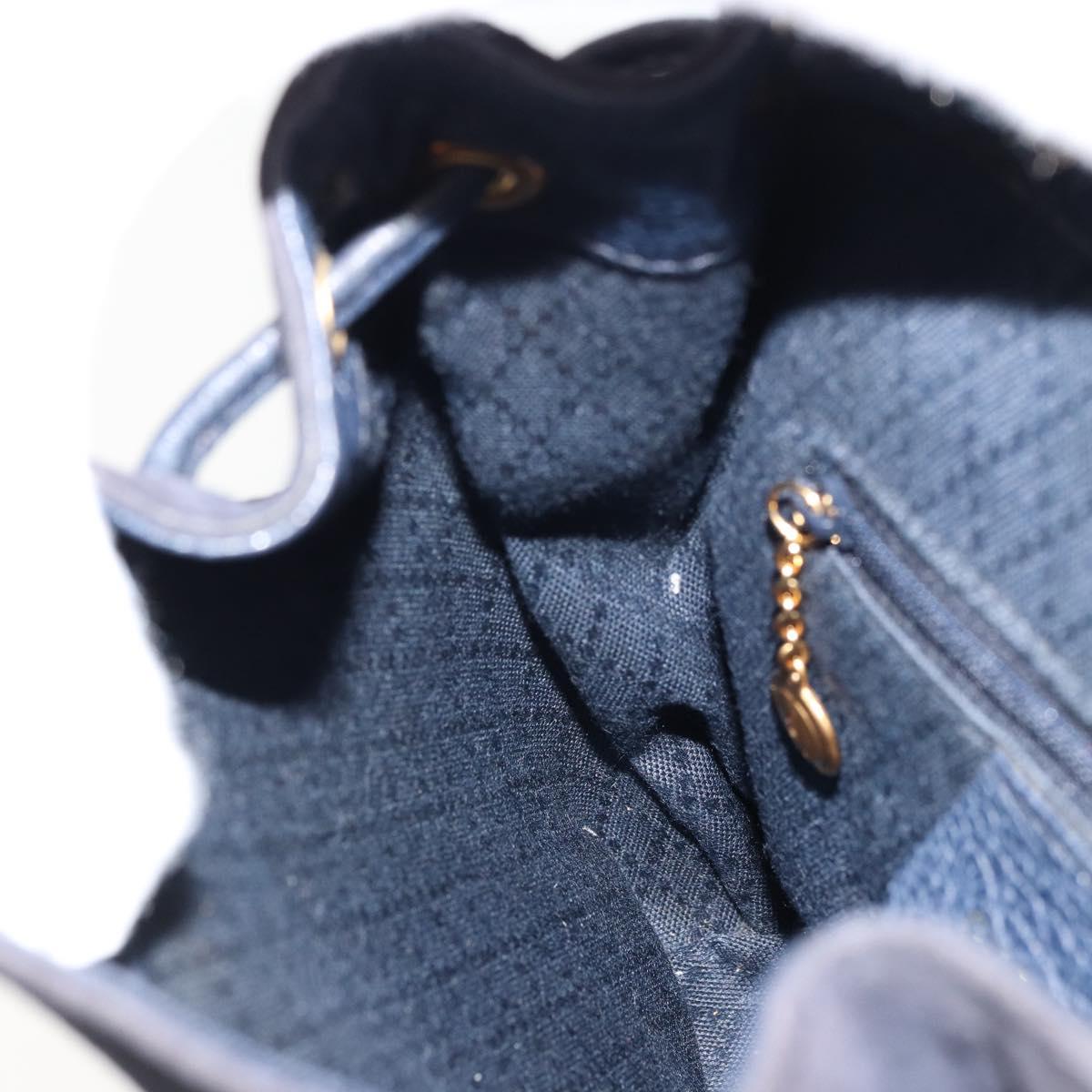GUCCI Bamboo Backpack Suede Navy Gold 003 2034 0030 Auth BA12560