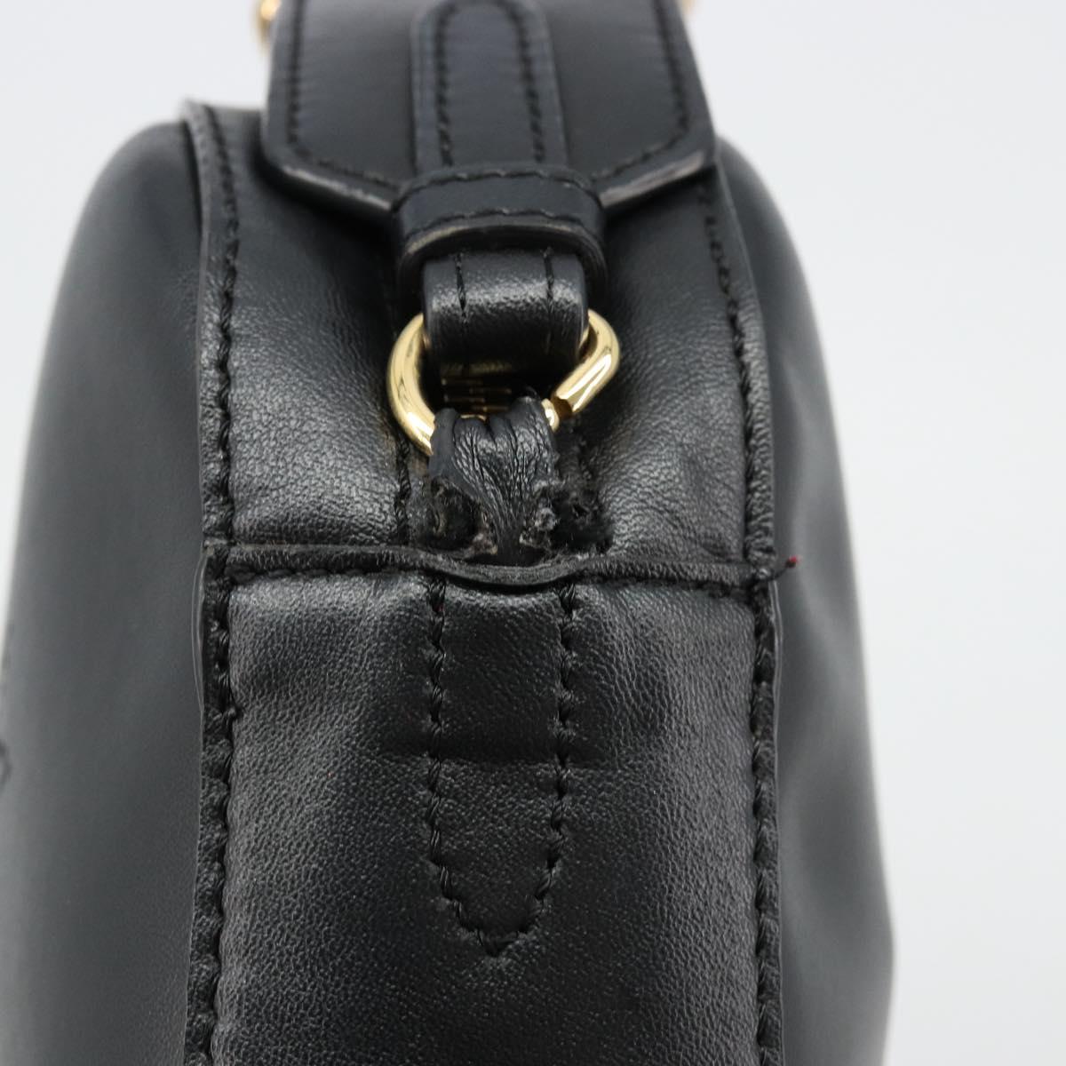 Stella MacCartney Shoulder Bag Leather Black Gold Auth BA12564