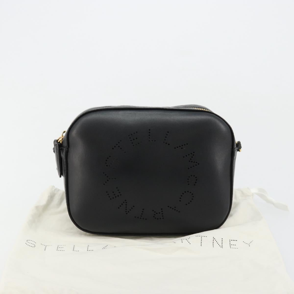Stella MacCartney Shoulder Bag Leather Black Gold Auth BA12564