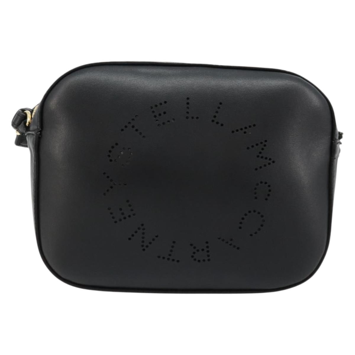 Stella MacCartney Shoulder Bag Leather Black Gold Auth BA12564