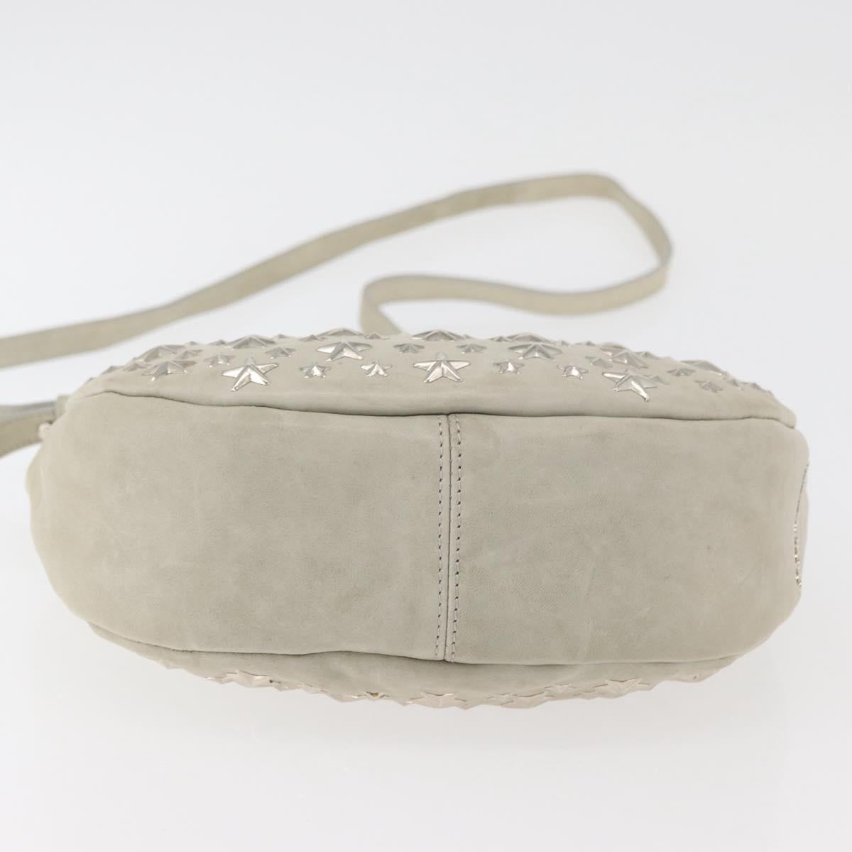 Jimmy Choo Shoulder Bag Leather Ivory Silver Auth BA12565A