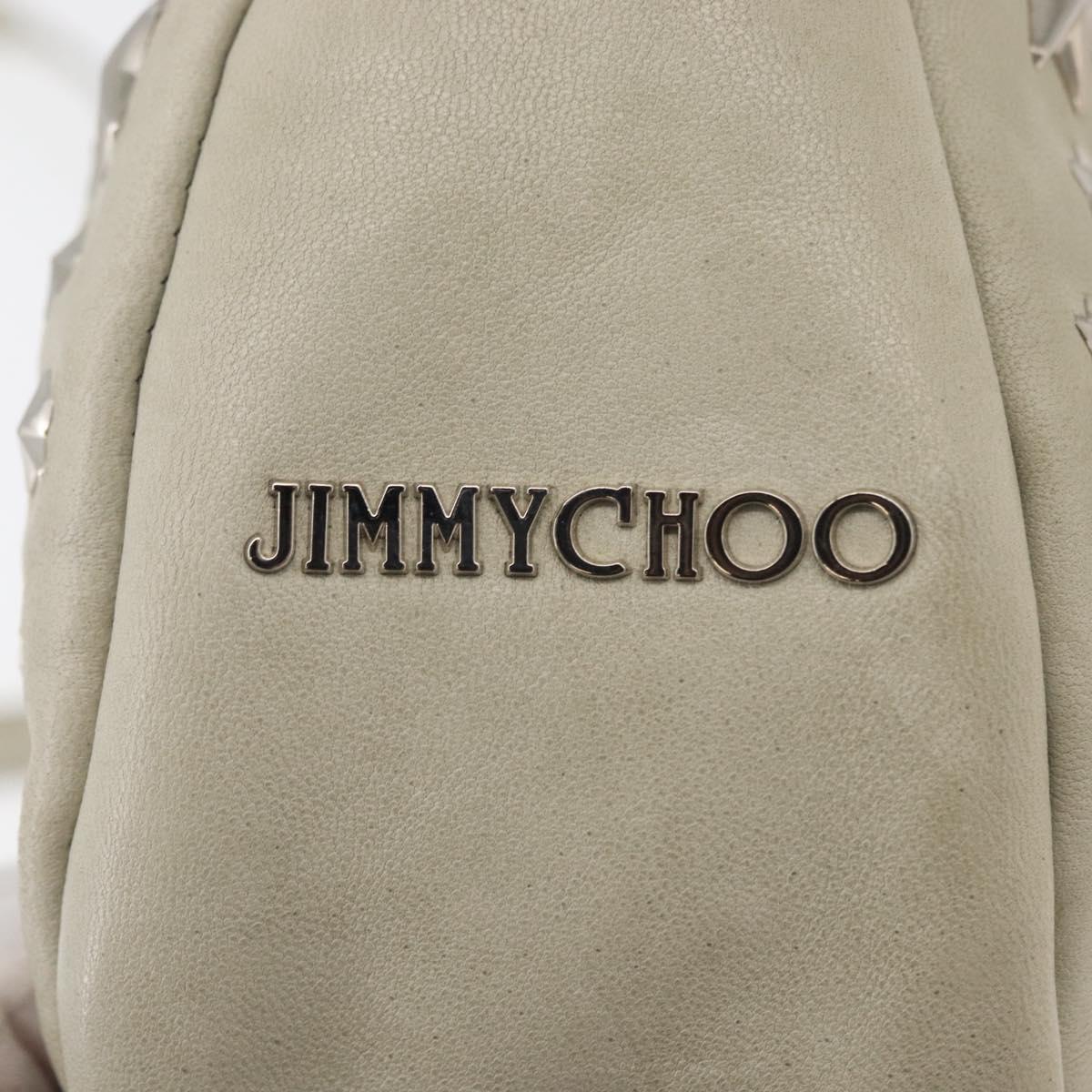 Jimmy Choo Shoulder Bag Leather Ivory Silver Auth BA12565A