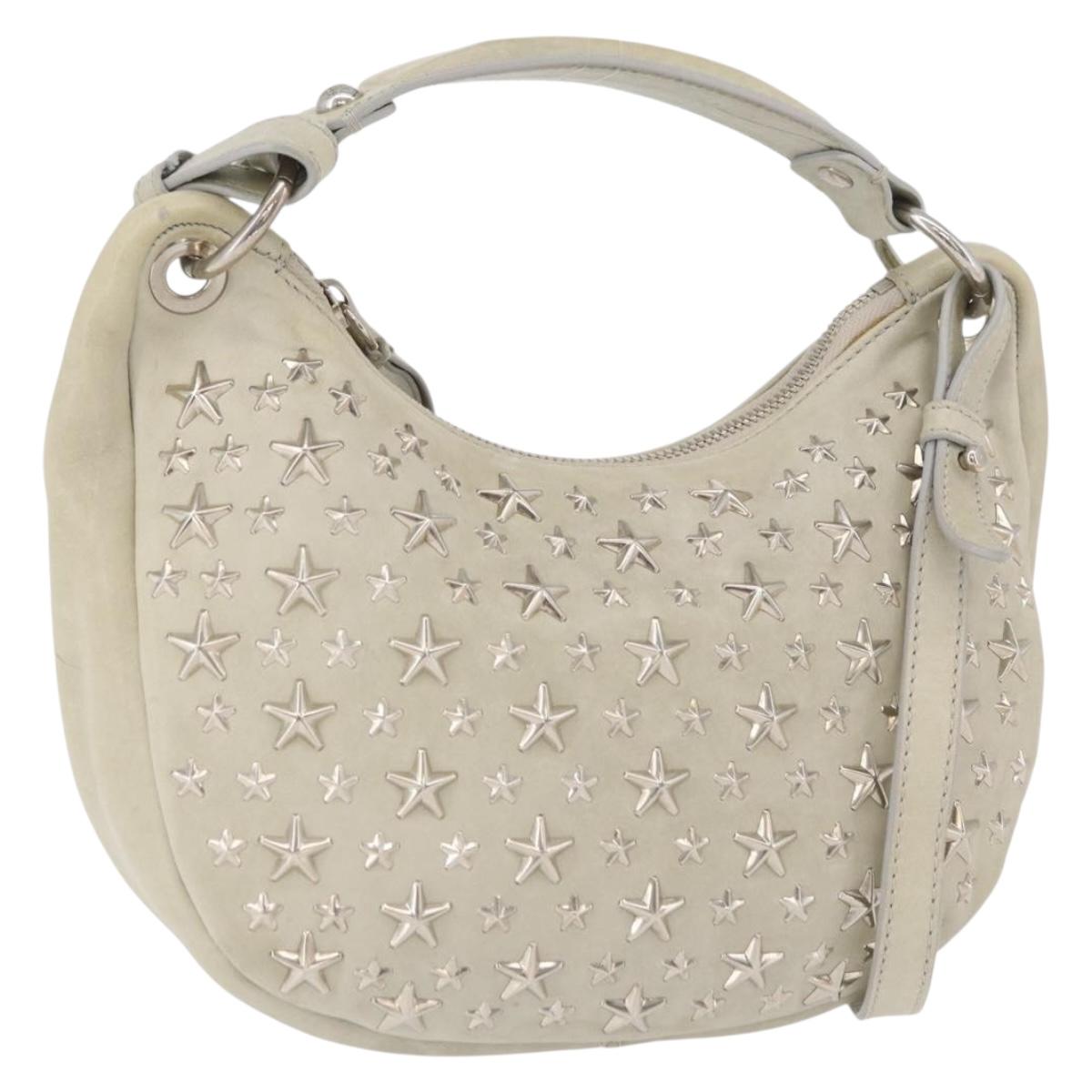 Jimmy Choo Shoulder Bag Leather Ivory Silver Auth BA12565A