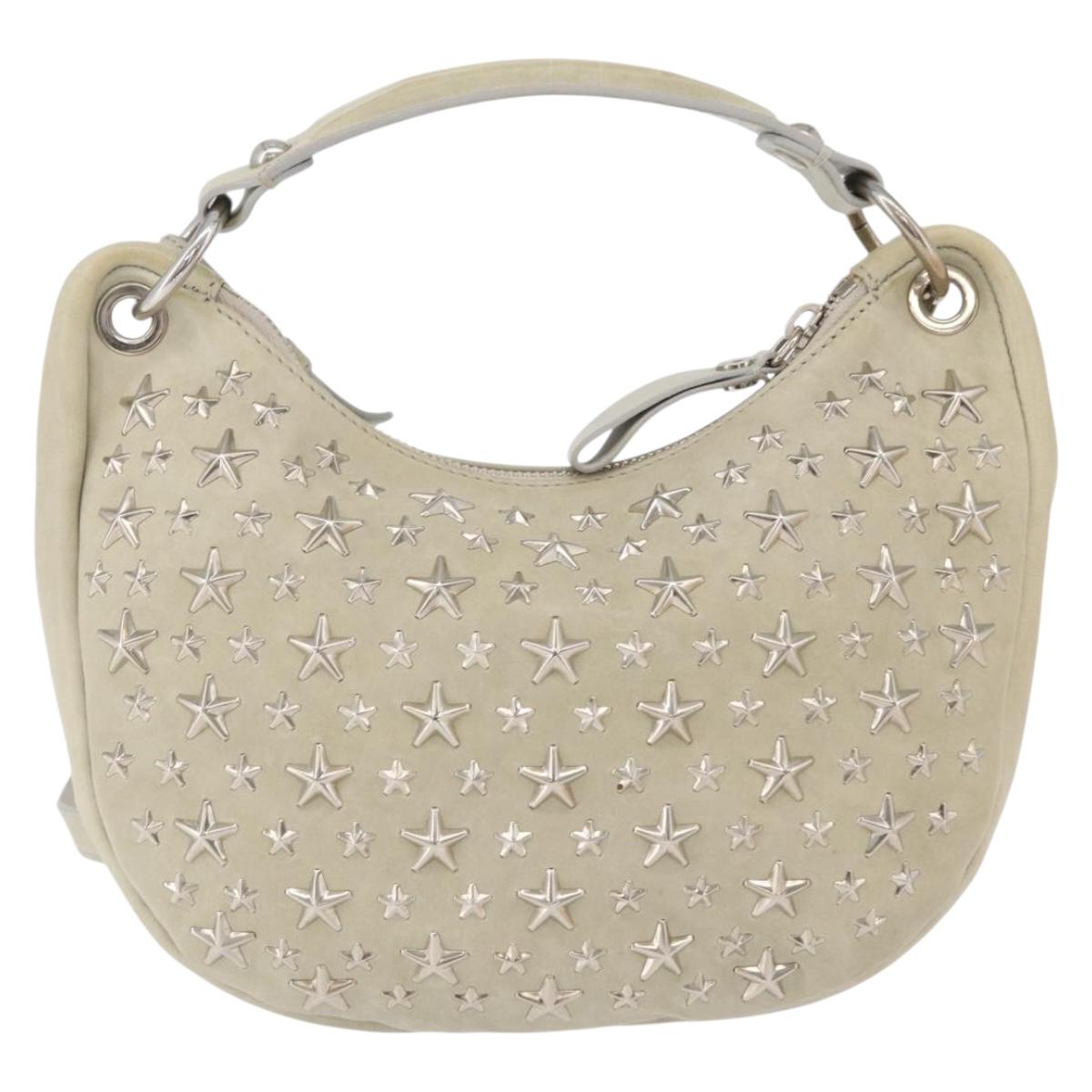 Jimmy Choo Shoulder Bag Leather Ivory Silver Auth BA12565A