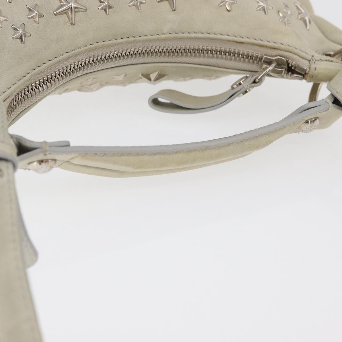 Jimmy Choo Shoulder Bag Leather Ivory Silver Auth BA12565A