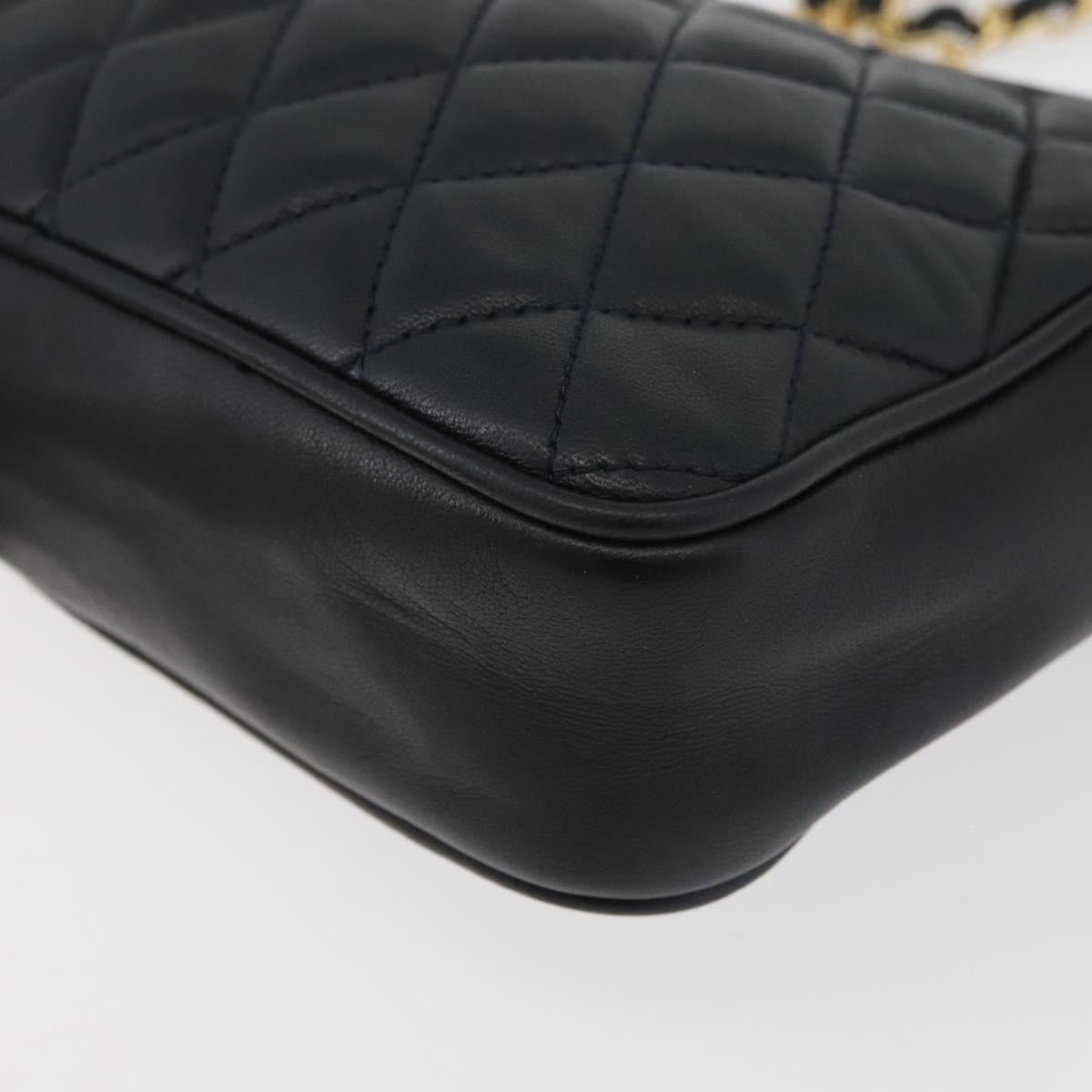 BALLY Chain Shoulder Bag Leather Black Gold Auth BA12567A