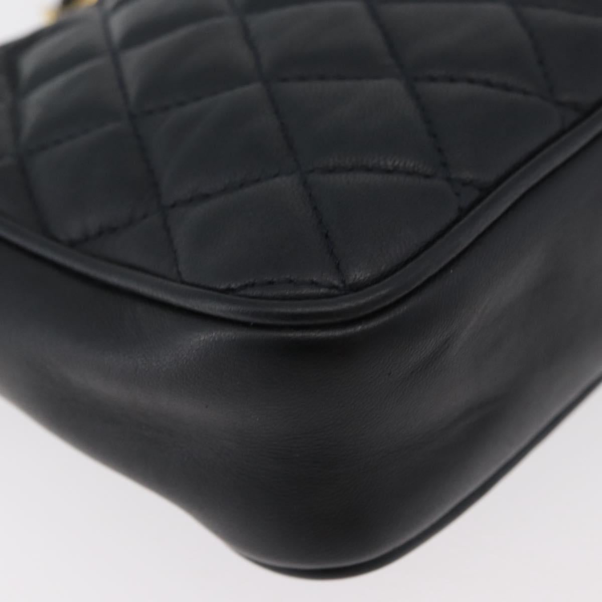 BALLY Chain Shoulder Bag Leather Black Gold Auth BA12567A